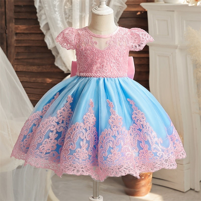 Embroidered Pink and Blue Gown - This Big World