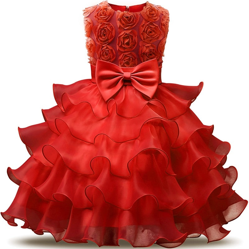 Tiered Red Rosebud Dress - This Big World