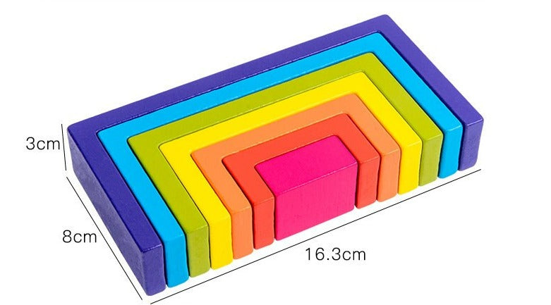 Wooden Rainbow Rectangle Stacker - This Big World