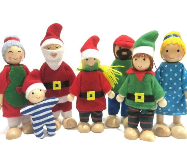 Miniature Wooden Doll Family Holiday Cheer - This Big World