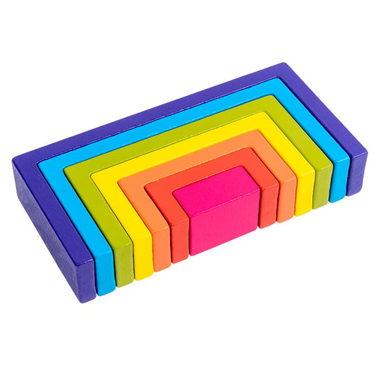 Wooden Rainbow Rectangle Stacker - This Big World