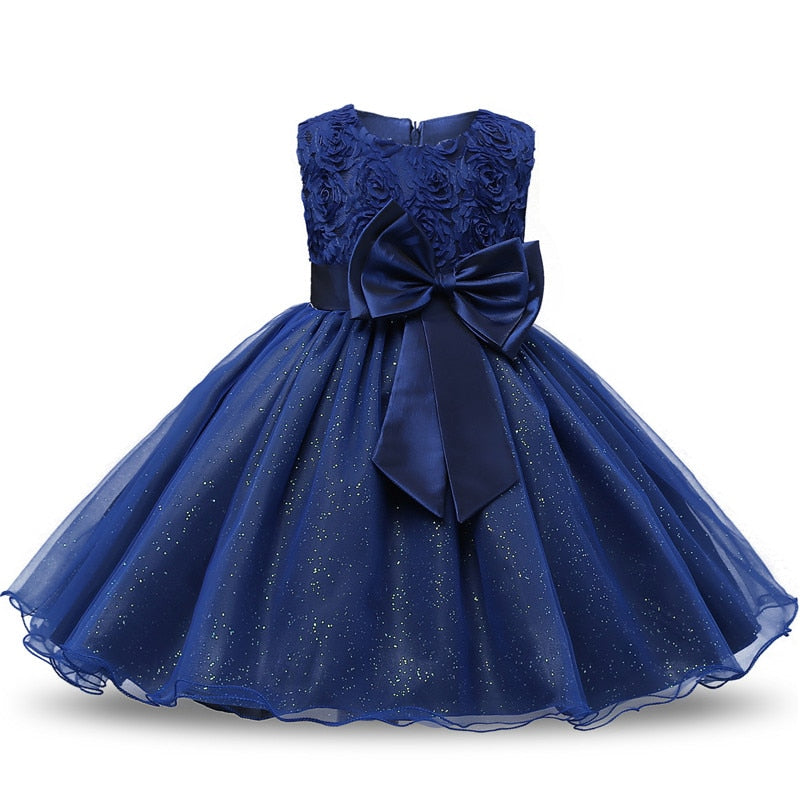 Navy Blue Rosette Dress - This Big World