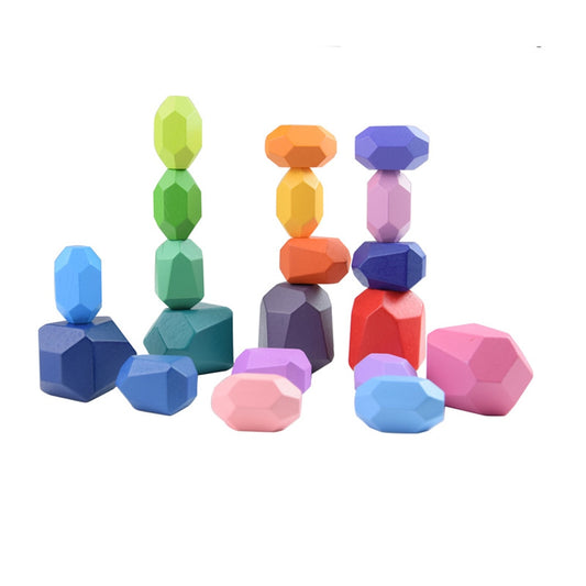 Wooden Stacking Stones 20 Pieces Colour - This Big World